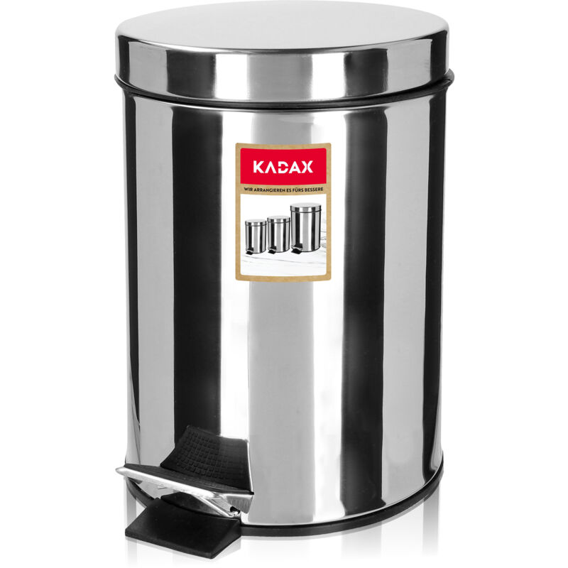 foto del prodotto cosmetics pattumiera a pedale in acciaio inossidabile lucido, pattumiera a pedale, pratico pattumiera, pattumiera per interni con maniglia (5l) - kadax