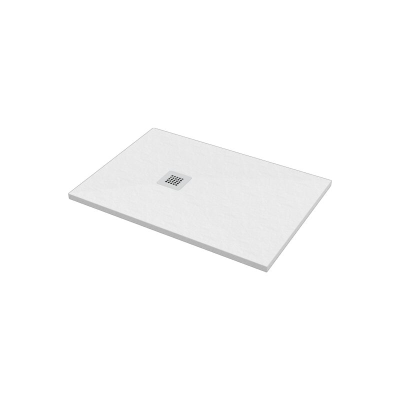 foto del prodotto cosmos piatto doccia rettangolare 70x120cm ercos serie stone bpmaroston7012 bianco opaco marmoresina con piletta geberit diam. 90