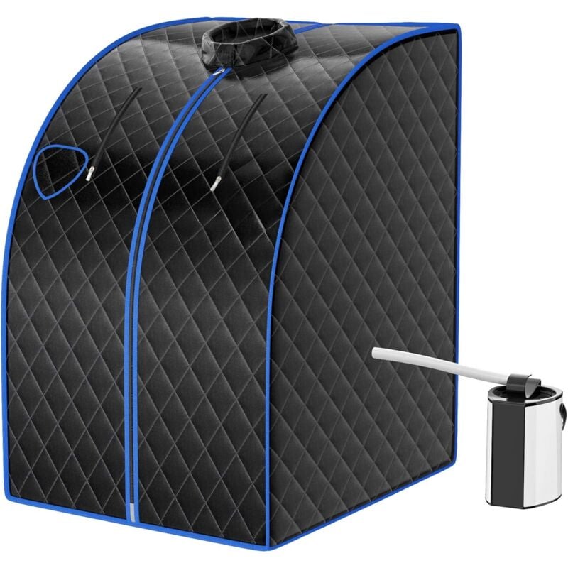 foto del prodotto costway 1000 w sauna a vapore portatile con telecomando, sauna domestica bagno di vapore con sedia, sauna spa 3l, funziona timer 15 90 min nero 
