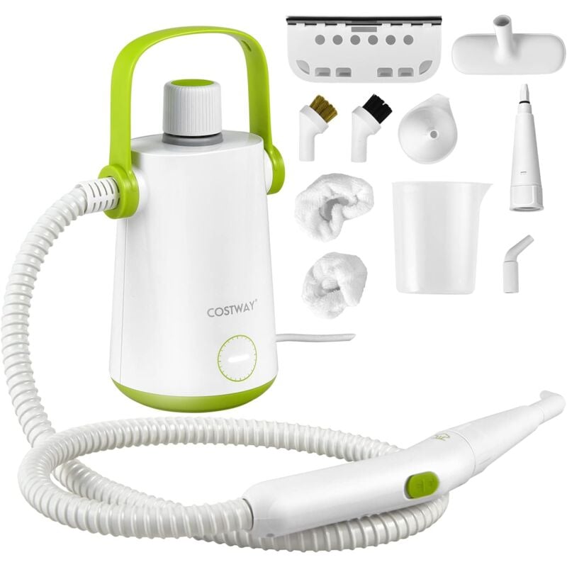 foto del prodotto costway 1000w pulitore a vapore multiuso, macchina a vapore portatile con 10 accessori serbatoio da 300 ml, pulizia a vapore con tubo flessibile
