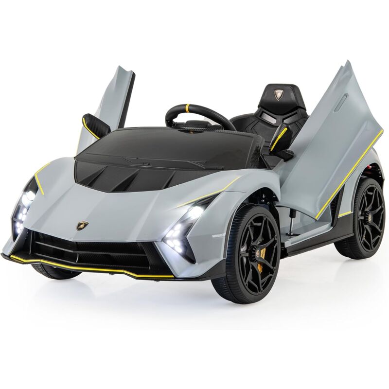 foto del prodotto costway 12 v lamborghini macchina elettrica per bambini, auto elettrica cavalcabile con telecomando luci ammortizzatori a mola, 3 velocit , per