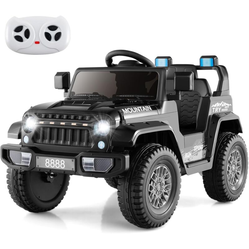foto del prodotto costway 12v auto elettrica per bambini, macchina eletrrica con doppio motore musica clacson luci led usb, 3 velocit 2 5 km h, 2 motori, regalo per
