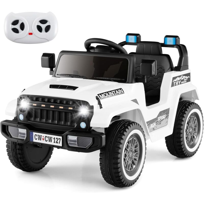 foto del prodotto costway 12v auto elettrica per bambini, macchina eletrrica con doppio motore musica clacson luci led usb, 3 velocit 2 5 km h, 2 motori, regalo per