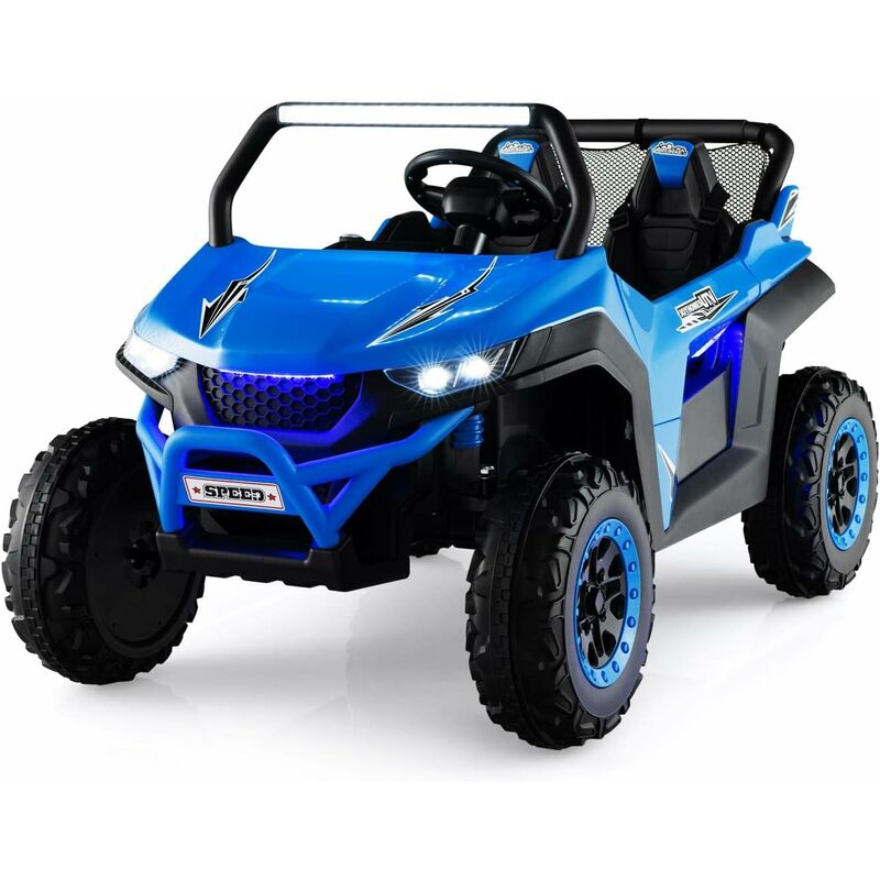 foto del prodotto costway 12v auto elettrico per bambini, macchina fuoristrada a 2 posti, macchina elettrica con luci suoni, regalo per bambini 3 8 anni, 118x74x71