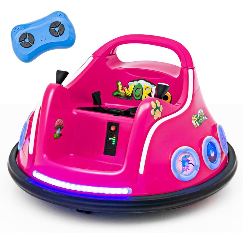 foto del prodotto costway 12v autoscontro elettrico per bambini, macchina elettrica per bambini con design girevole a 360 telecomando luci musica, macchina