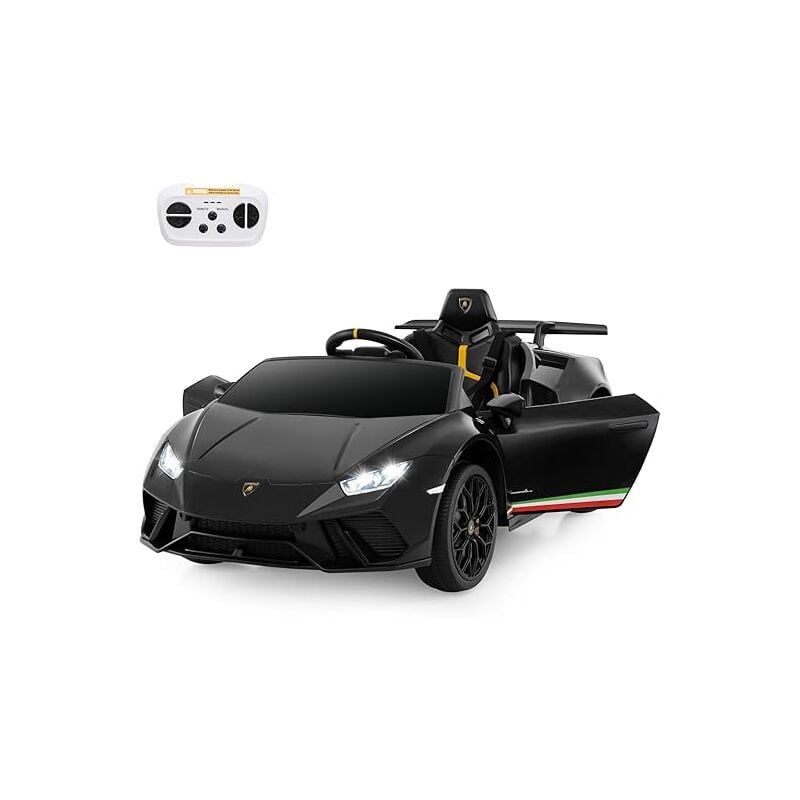 foto del prodotto costway 12v lamborghini auto elettrica per bambini, macchina elettrica cavalcabile con telecomando, luci led musica e funzione di avvio lento, 3 5