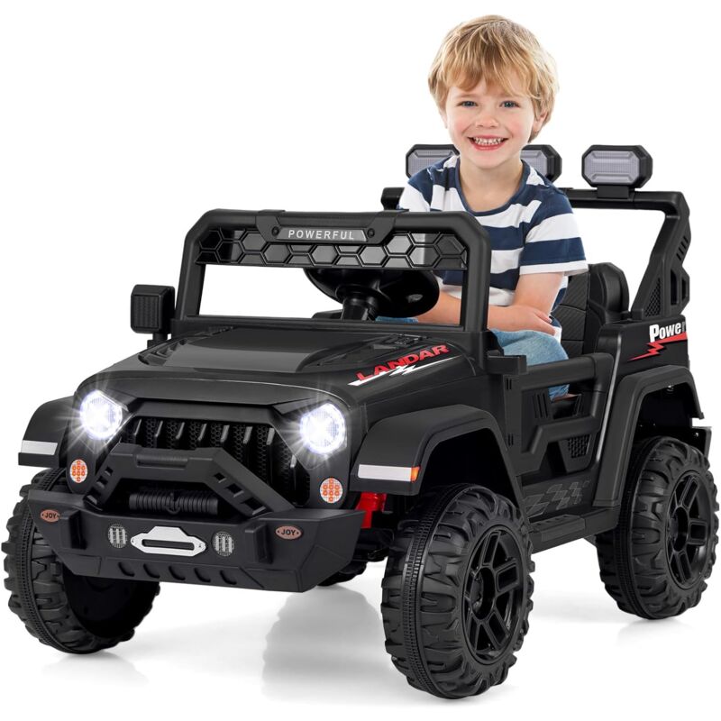 foto del prodotto costway 12v macchina elettrica per bambini, auto per bambini con telecomando porta usb musica e luci, avvio lento, velocit regolabile 1 5 km h,