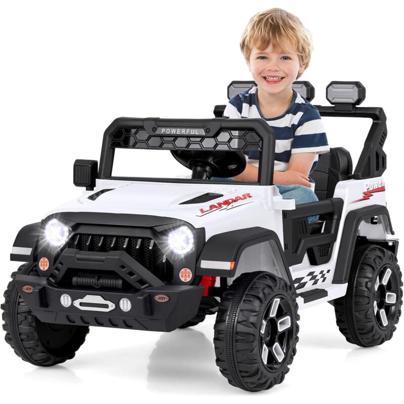 foto del prodotto costway 12v macchina elettrica per bambini, auto per bambini con telecomando porta usb musica e luci, avvio lento, velocit regolabile 1 5 km h,