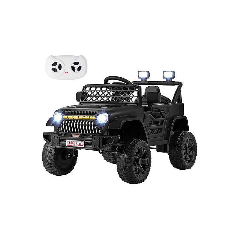 foto del prodotto costway 12v macchina elettrica per bambini, veicolo eletrrico con telecomando 3 velocit luci led e musica, 2,5 4 km h, auto giocattolo per bambini