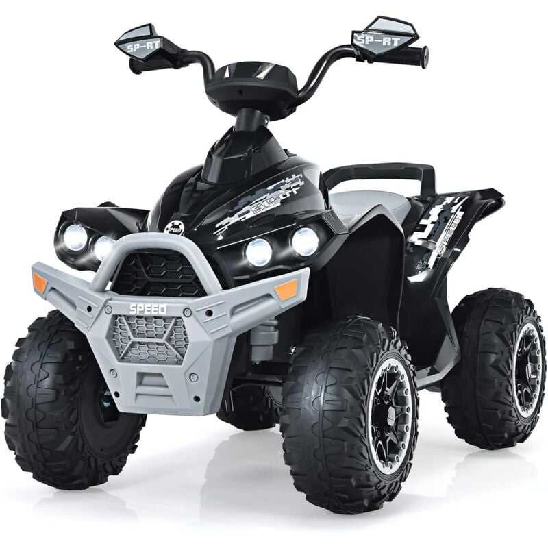 foto del prodotto costway 12v quad elettrico per bambini, auto elettrica cavalcabile con luci led musica e pedale, 2,2 4,3 km h, quad regalo per bambini 3 8 anni