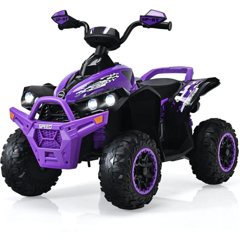 foto del prodotto costway 12v quad elettrico per bambini, auto elettrica cavalcabile con luci led musica e pedale, 2,2 4,3 km h, quad regalo per bambini 3 8 anni