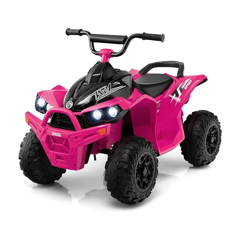 foto del prodotto costway 12v quad elettrico per bambini, macchina elettrica con velocit alta bassa, sedile comodo fari corno e musica, auto elettrica cavalcabile