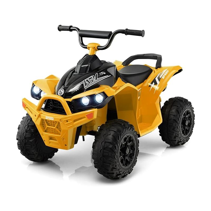 foto del prodotto costway 12v quad elettrico per bambini, macchina elettrica con velocit alta bassa, sedile comodo fari corno e musica, auto elettrica cavalcabile