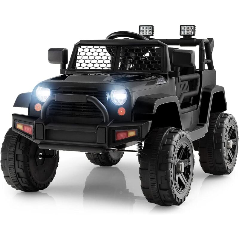 foto del prodotto costway 12v veicolo per bambini con telecomando, macchina elettrica con fari luminosi, musica, porta usb e aux, velocit 2,5 4,5 km h, regalo per