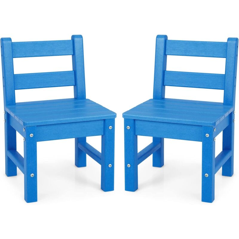 foto del prodotto costway 2 sedie con schienale per bambini, capacit di peso 75 kg, per giocare, disegnare e leggere blu, sedia 