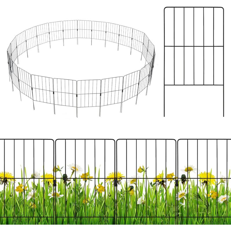 foto del prodotto costway 25pcs recinzione da giardino 33 x 60 cm, recinzione per aiuole in metallo antiruggine e robusto, recinto pieghevole da giardino, orto ed