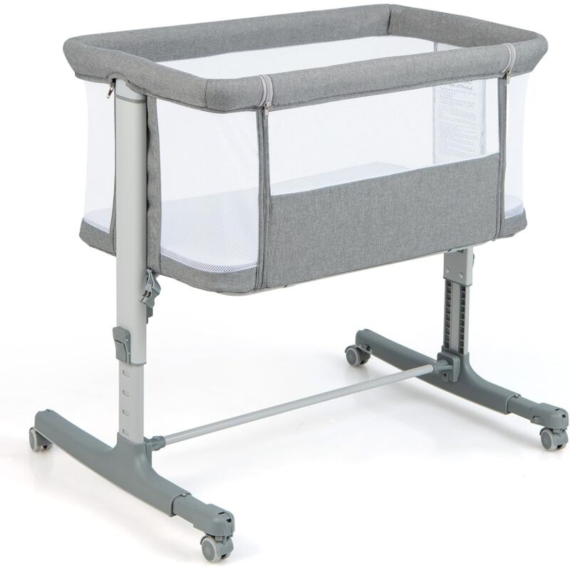 foto del prodotto costway 3 in 1 culla neonato fianco letto, lettino neonato dondolo con materasso, culla co sleeping fino a 9 kg, altezza regolabili, inclinazione di