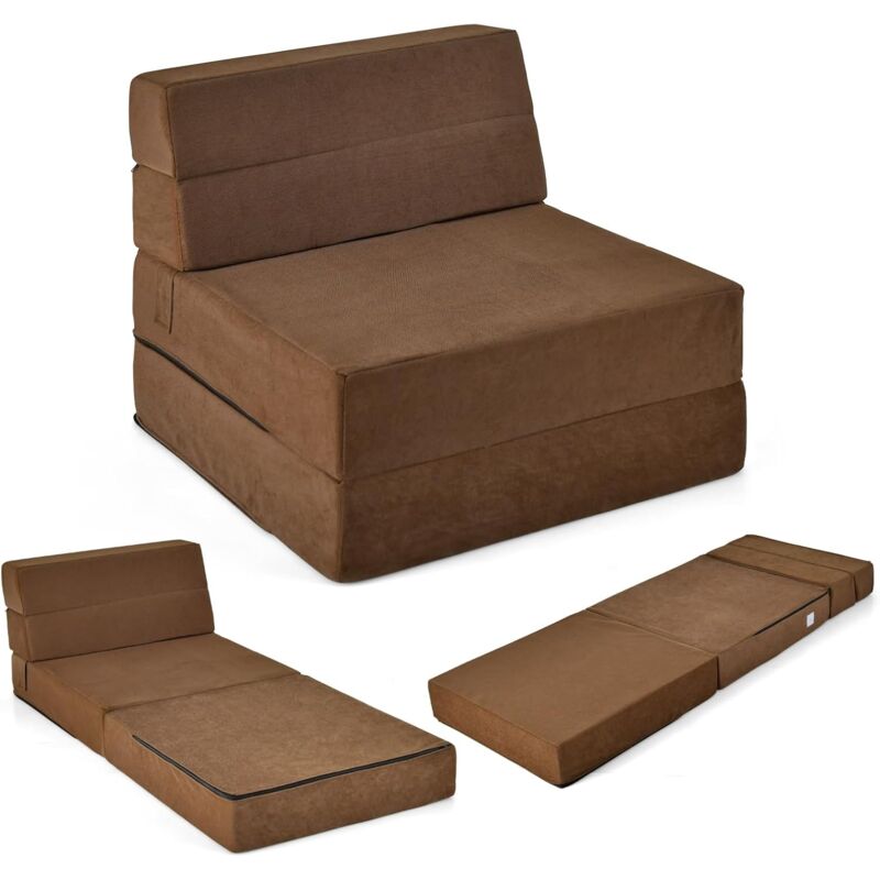 foto del prodotto costway 3 in 1 divano letto, materasso da pavimento 15 cm in schiuma ad alta densit traspirante, letto ospite portatile per soggiorno camera