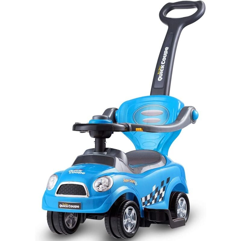 foto del prodotto costway 3 in 1 macchina cavalcabile a spinta per bambini, con guardrail staccabili e maniglia clacson, spazio di archiviazione nascosto e design