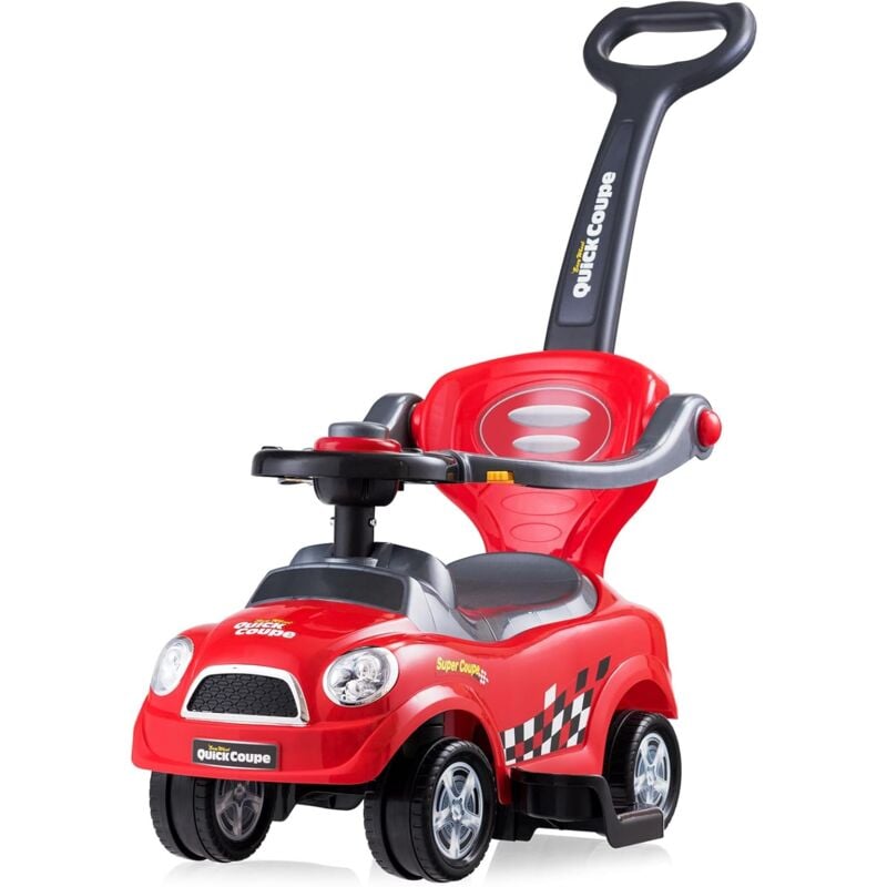 foto del prodotto costway 3 in 1 macchina cavalcabile a spinta per bambini, con guardrail staccabili e maniglia clacson, spazio di archiviazione nascosto e design