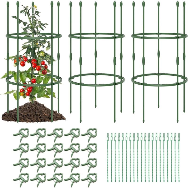 foto del prodotto costway 3 pezzi obelisco per rampicanti garden, supporto piante rampicanti giardino, pomodoro gabbie traliccio giardino in vaso 102cm, per pomodori