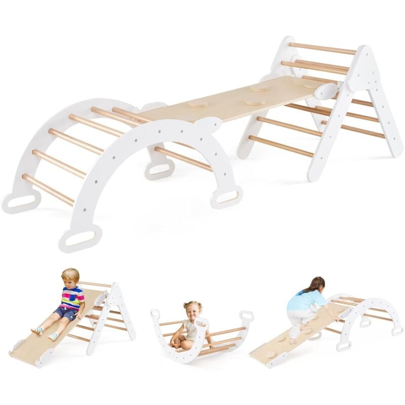 foto del prodotto costway 4 in 1 set da arrampicata per bambini, giocattoli da arrampicata a triangolo con triangolo arco e salita, ideale per bambini 1 anni 