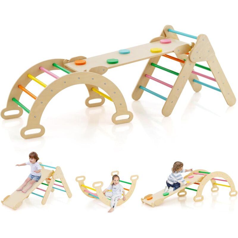 foto del prodotto costway 4 in 1 set da arrampicata per bambini, giocattoli da arrampicata a triangolo con triangolo arco e salita, ideale per bambini 1 anni 