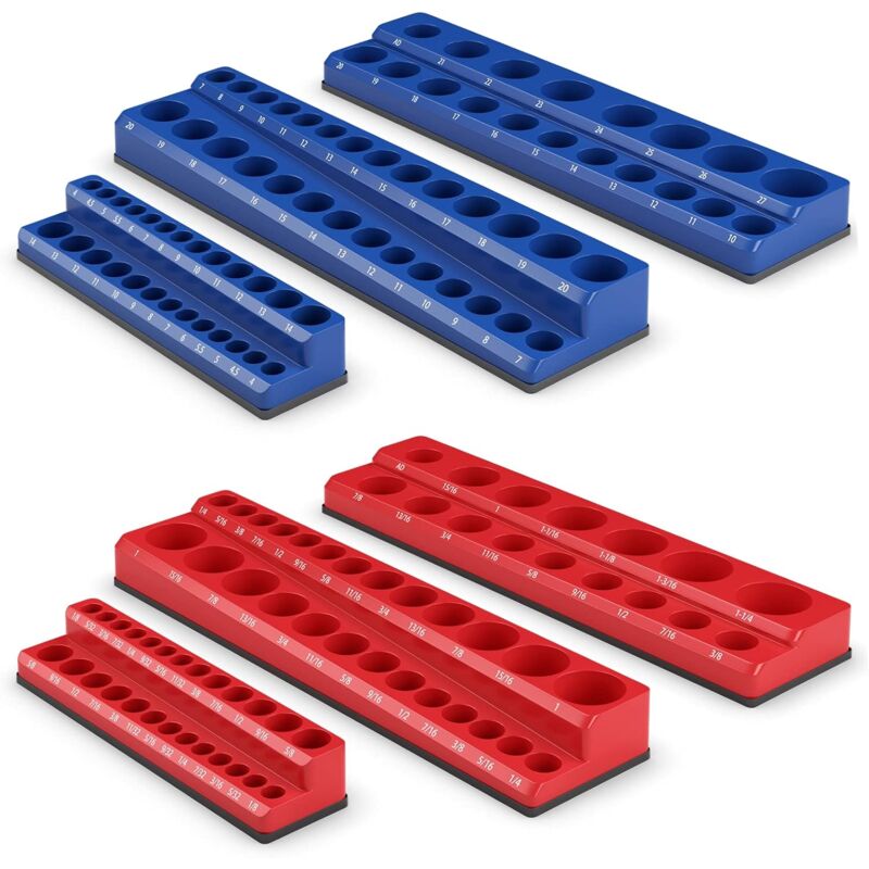 foto del prodotto costway 6 pezzi set di supporti magnetici per punte delle chiavi a bussola, organizer per punte con unit da 2,5 10cm, 7,5 20cm e 2,5 10cm, rosso