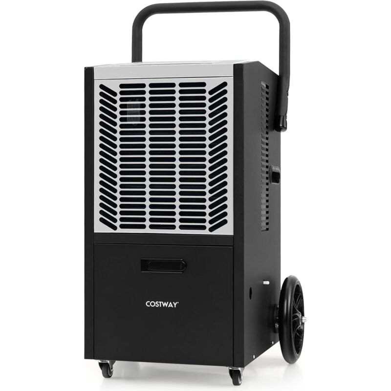 foto del prodotto costway 66 l deumidificatore commerciale, deumidificatore con pompa e tubo di drenaggio, deumidificatore industriale con timer 24h e 4 ruote per