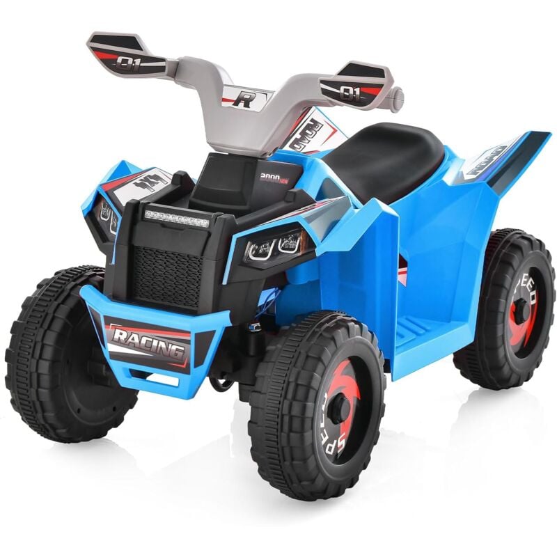 foto del prodotto costway 6v quad elettrico per bambini, quad giocattolo elettrico a 4 ruote con ampio sedile, avanti indietro, quad regalo per bambini 3 anni blu 