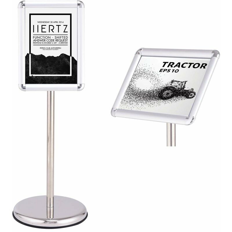 foto del prodotto costway a4 a3 supporto poster espositore da pavimento supporto men pubblicit in metallo, girevole e regolabile in altezza a4 