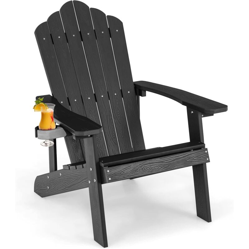 foto del prodotto costway adirondack sedia da giardino con portabicchieri, poltrona esterno resistente alle intemperie per patio, giardino, braciere, prato e