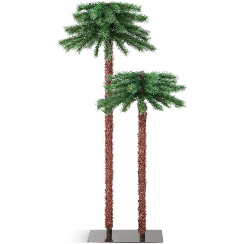 foto del prodotto costway alberi di palma artificiale pre illuminato da 107 152,5cm, albero di decorazione natalizia con 84 punte di rami in pvc e 100 luci led,