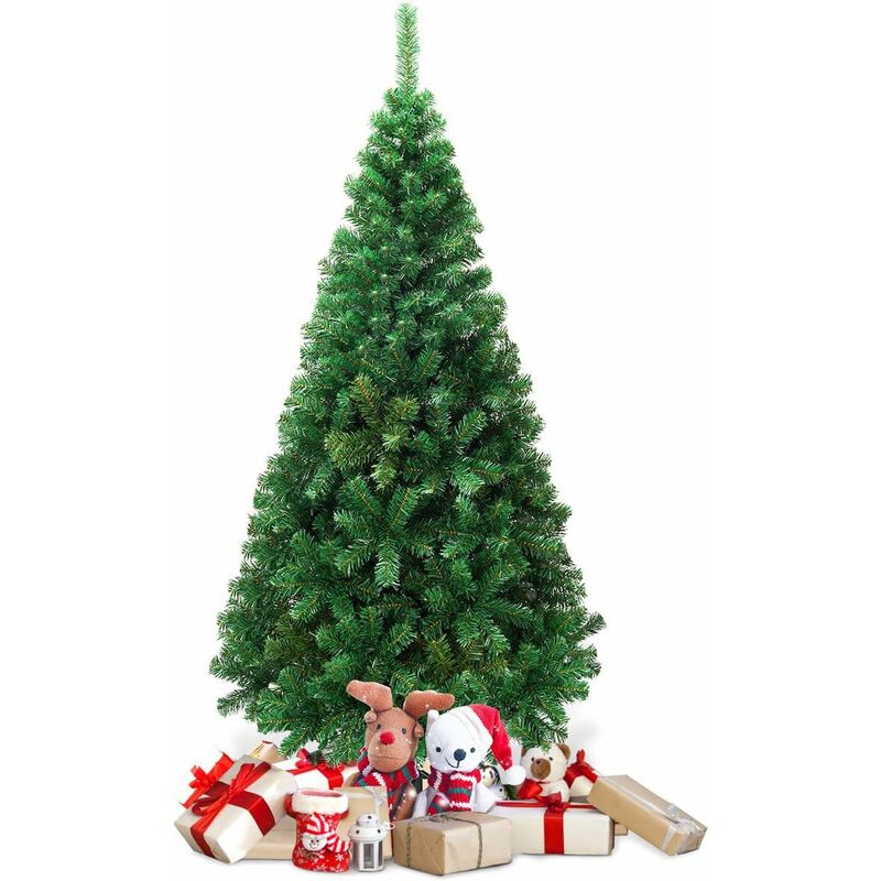 foto del prodotto costway albero di natale 150 180 210 240 cm, albero di natale artificiale e folto con 350 650 950 1138 rami e base in metallo, albero di natale