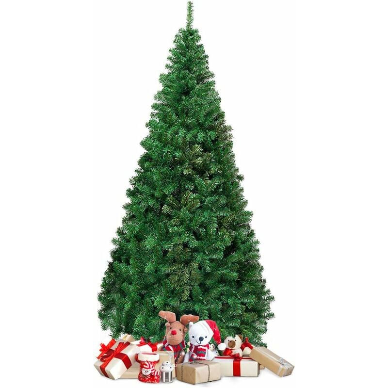 foto del prodotto costway albero di natale 150 180 210 240 cm, albero di natale artificiale e folto con 350 650 950 1138 rami e base in metallo, albero di natale