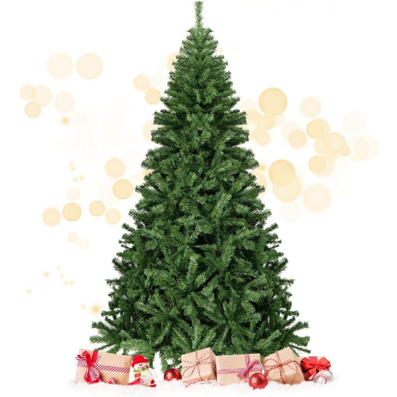 foto del prodotto costway albero di natale 180 225 cm, albero di natale artificiale con 1000 1346 rami densi e base in metallo con cuscinetto antiscivolo, albero di