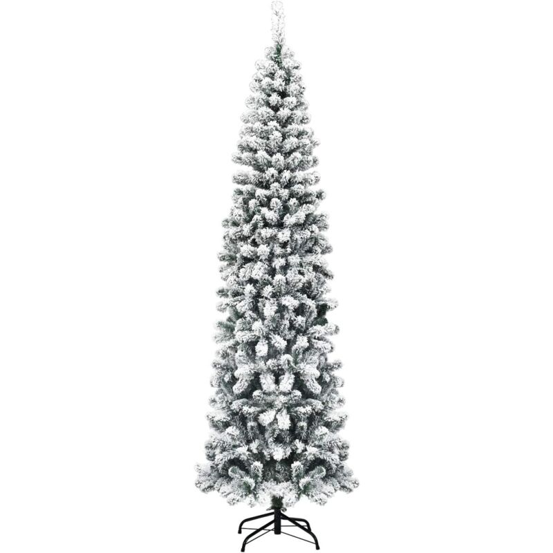 foto del prodotto costway albero di natale innevato 140 180 225 cm, albero di natale artificiale slim con 242 500 641 rami realistici e folti e base pieghevole di