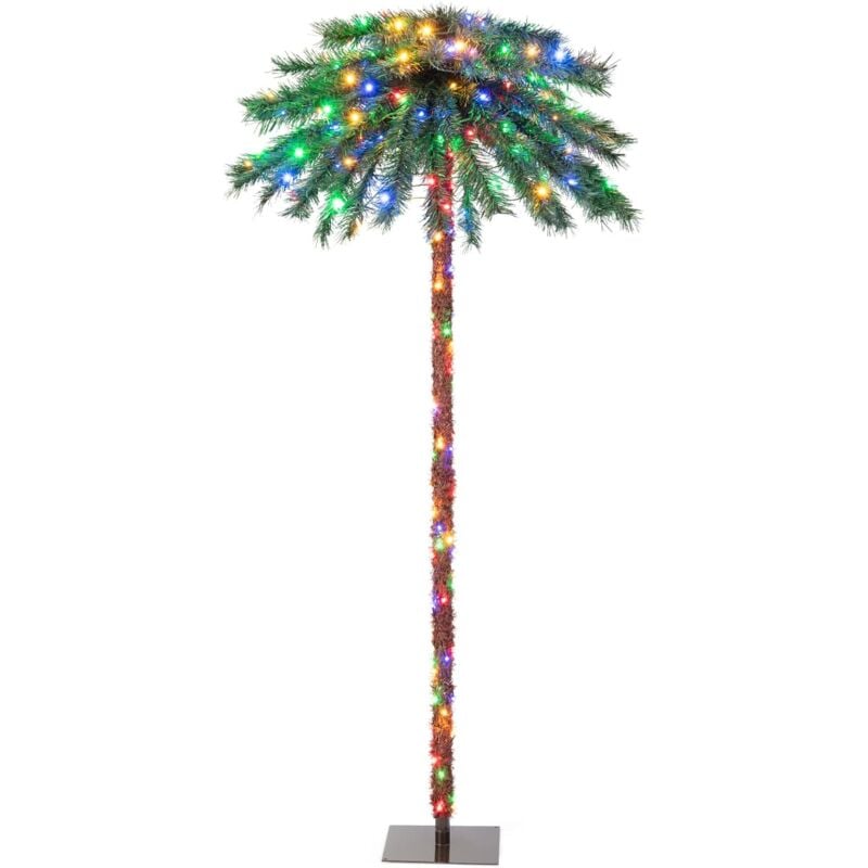 foto del prodotto costway albero di palma artificiale di 183 cm, albero di natale con 64 punte di rami in pvc e 210 luci led, per casa, ufficio, facile da installare