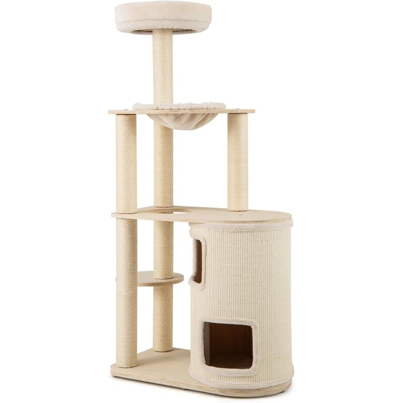 foto del prodotto costway albero per gatti 151 cm, tiragraffi per gatti adulti con condo a 2 piani, tiragraffi in sisal e tappetino, amaca e cuscino, mobile per
