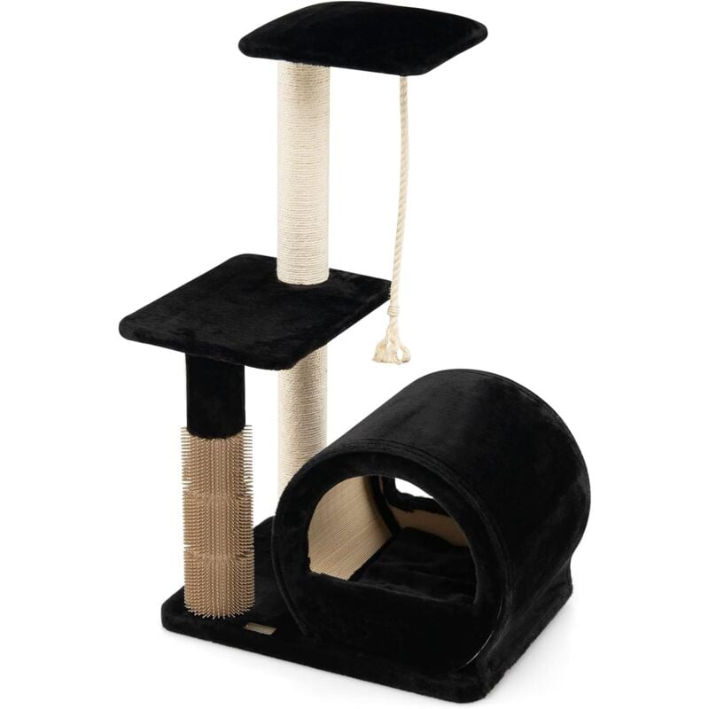 foto del prodotto costway albero per gatti a 3 livelli, albero tiragraffi per gatti moderno con piattaforma superiore, piattaforma di salto, palo di sisal, corda