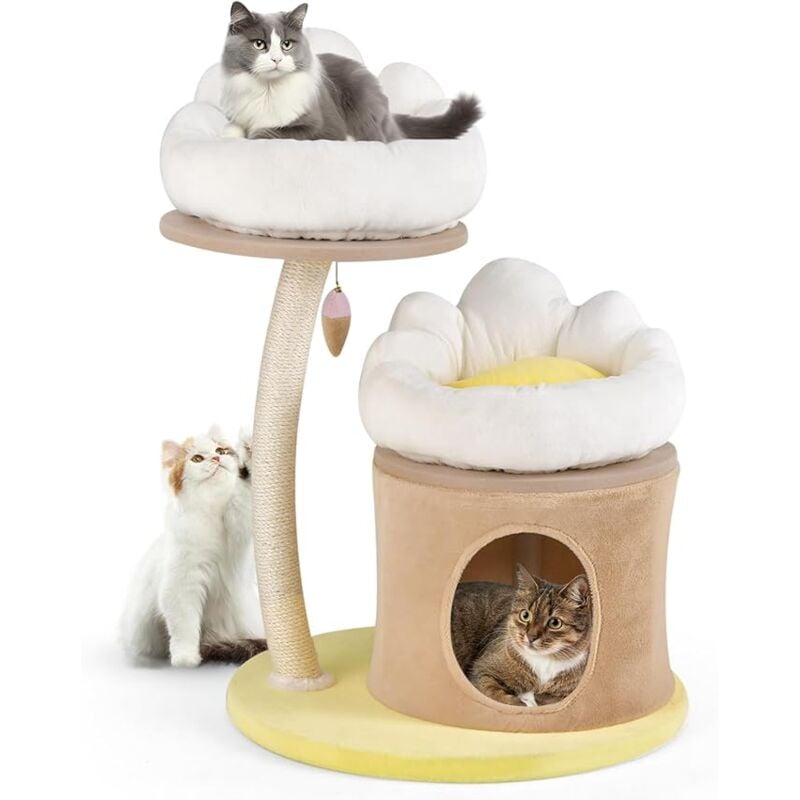 foto del prodotto costway albero per gatti da 83 cm, torre per gatti con cuccia, tiragraffi in sisal e piattafoma, tiragraffi a pi livelli per gatti di piccola
