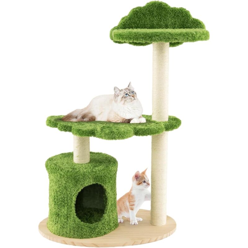 foto del prodotto costway albero per gatti da 97 cm, albero tiragraffi per gatti con pali di graffi avvolti in sisal, perch superiore imbottito, piattaforma per