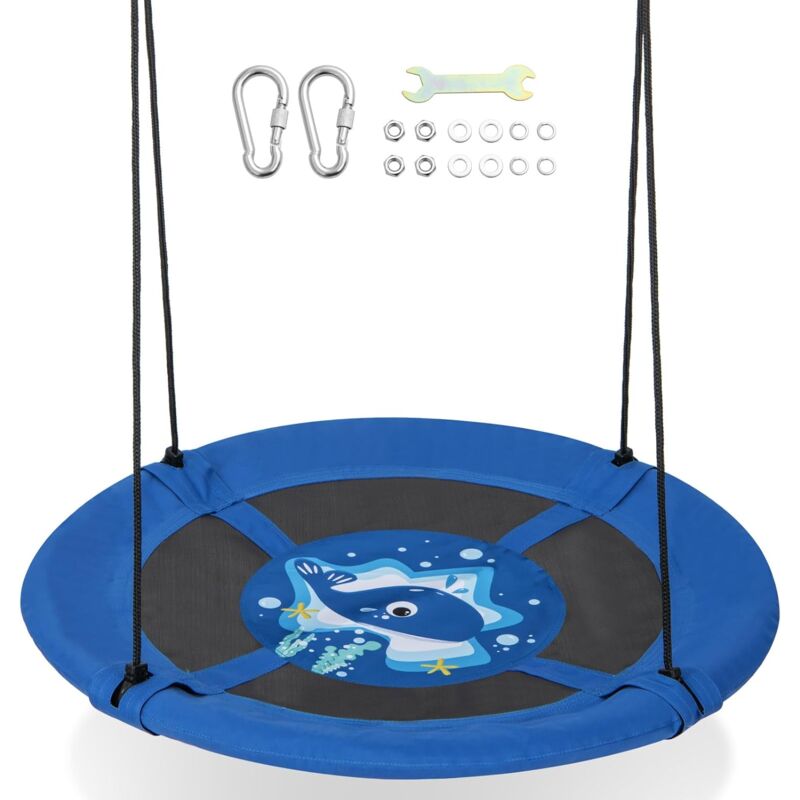 foto del prodotto costway altalena a nido da 102 cm per bambini, altalena rotonda con corde regolabili, ideale per cortile e giardino, capacit di carico 100 kg