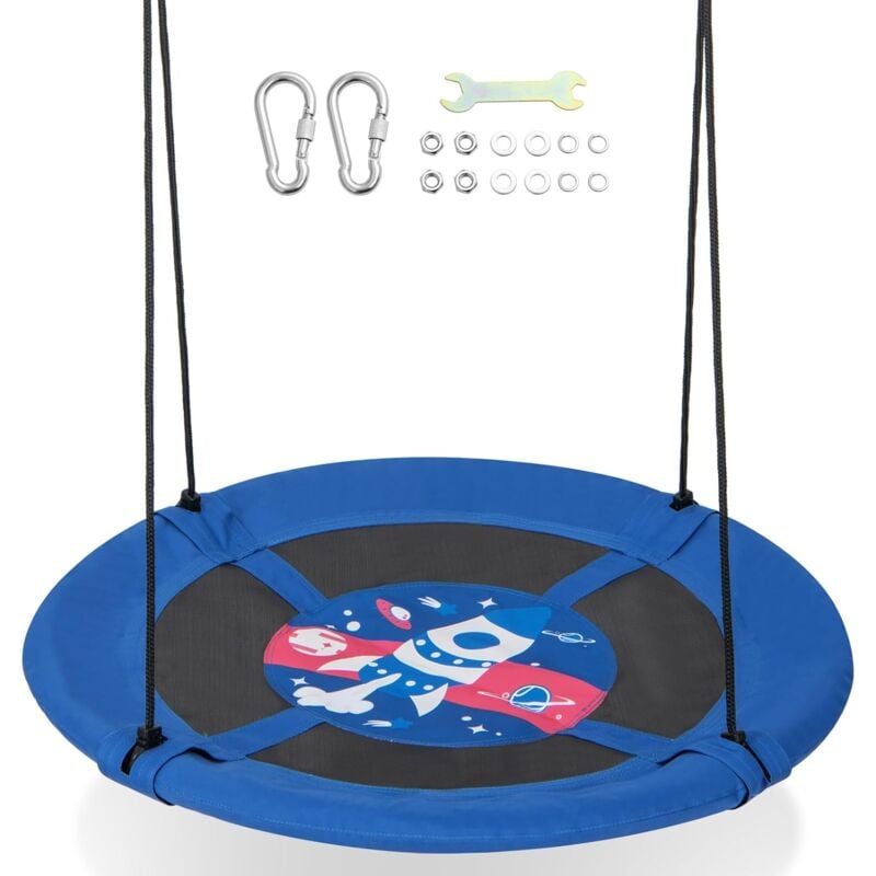foto del prodotto costway altalena a nido da 102 cm per bambini, altalena rotonda con corde regolabili, ideale per cortile e giardino, capacit di carico 100 kg
