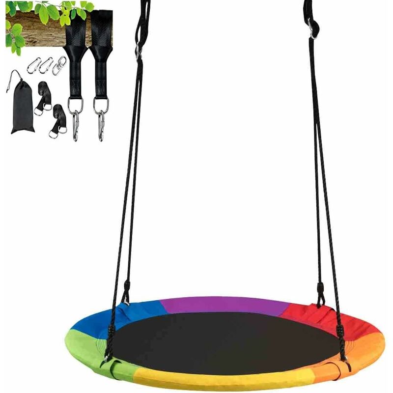 foto del prodotto costway altalena da giardino a nido, altalena da giardino per bambini con telaio in metallo, regolabile in altezza 100 160 cm, capacit di carico