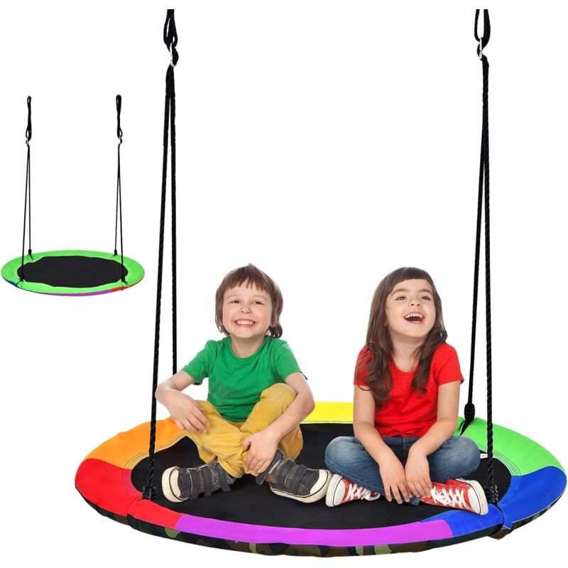 foto del prodotto costway altalena da giardino rotonda telaio per bambini, regolabile in altezza 100 160 cm, capacit di carico 150kg, per divertirsi in giardino e