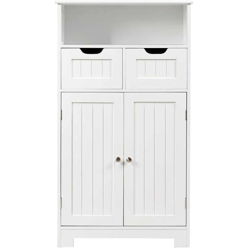 foto del prodotto costway armadietto terra da bagno mobile autoportante, mobiletto ufficcio multiuso, con cassetti e ripiani, ampio spazio, legno bianco 