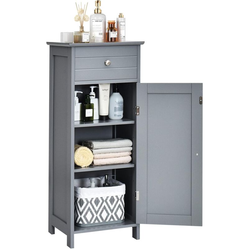 foto del prodotto costway armadio da terra per bagno, mobile armadietto con cassetto, in mdf e1 di alta qualit grigio 