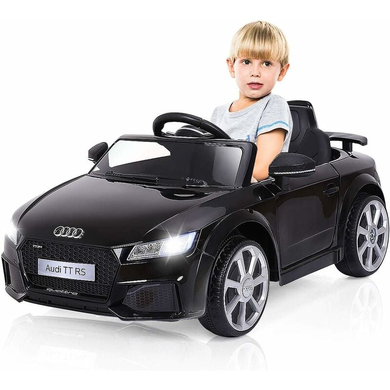 foto del prodotto costway audi 12v auto elettrica per bambini, macchina elettrica con velocit 2,5 5 km ora, con telecomando usb mp3 luci led nero 