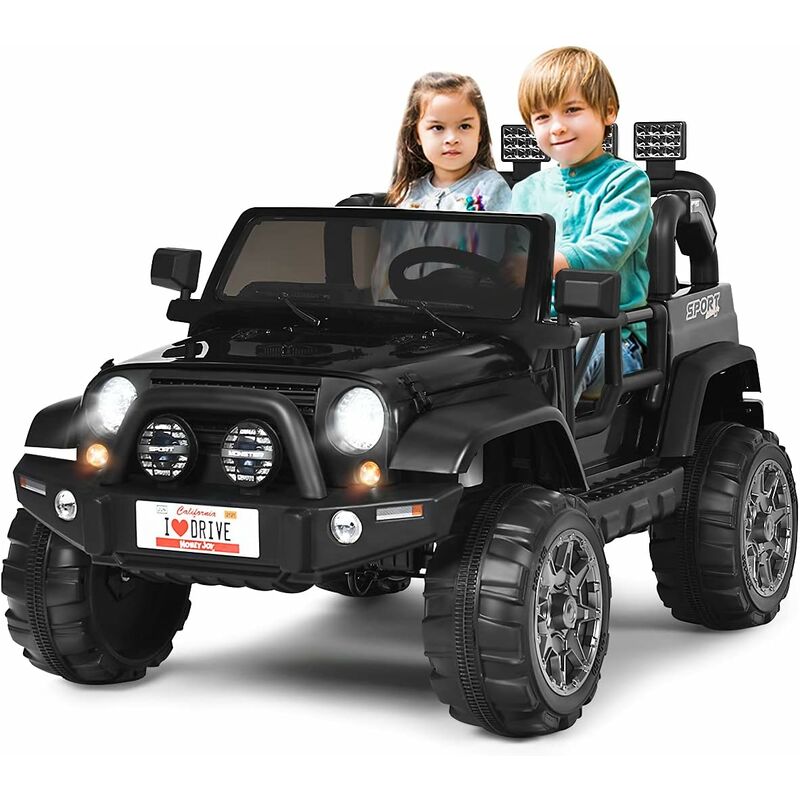 foto del prodotto costway auto macchina elettrica per bambini 12v, veicolo elettrico a batteria a 2 posti, con telecomando 2,4 g, porta usb e aux, per bambini 3 